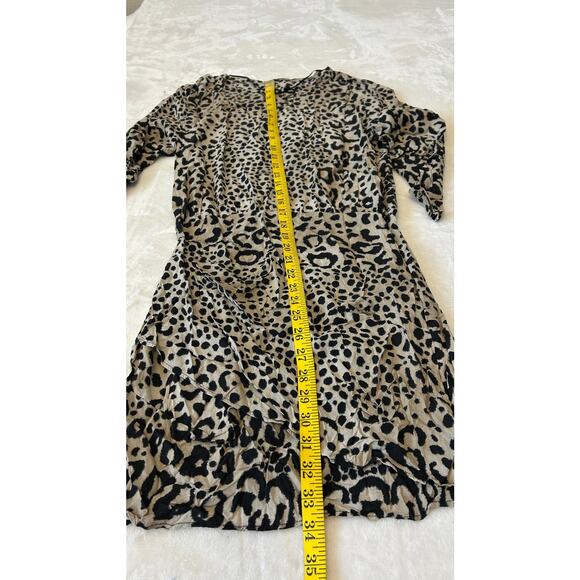 Zara Dress Women's Size XS 3/4 Sleeve Leopard Print Mini Wrap Front - Picture 4 of 9